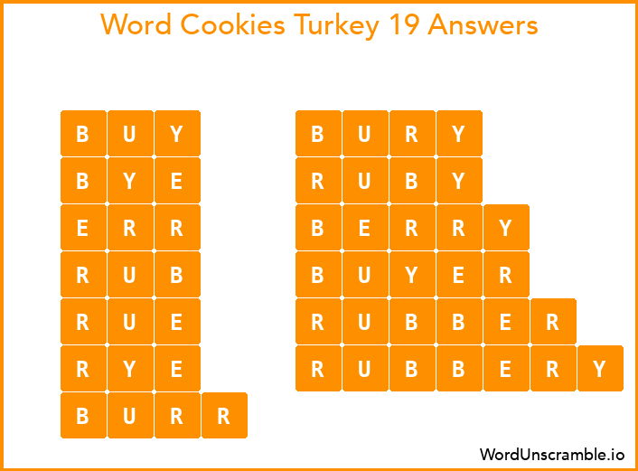 Word Cookies Turkey 19 Answers