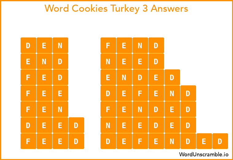 Word Cookies Turkey 3 Answers