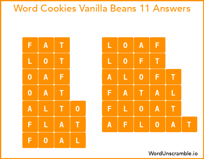 Word Cookies Vanilla Beans 11 Answers
