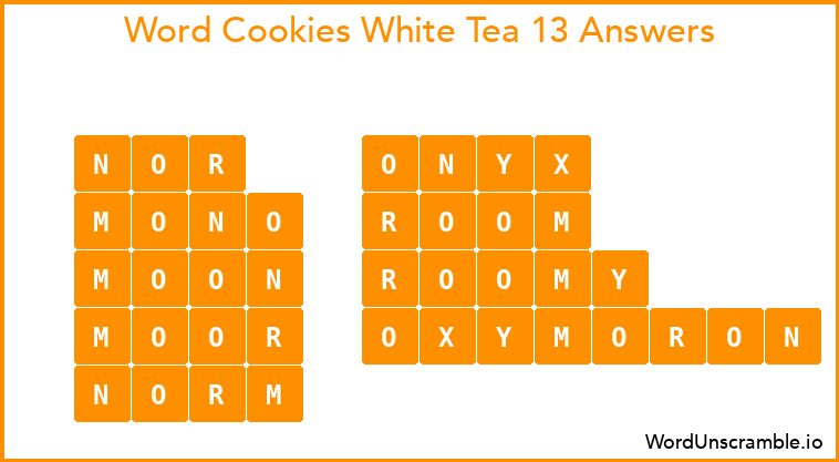 Word Cookies White Tea 13 Answers