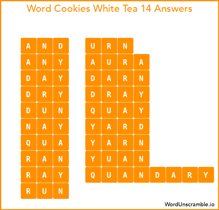 Word Cookies White Tea 14 Answers