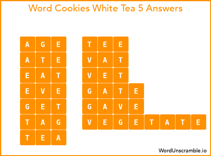 Word Cookies White Tea 5 Answers