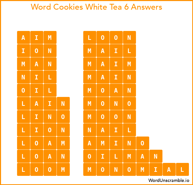 Word Cookies White Tea 6 Answers