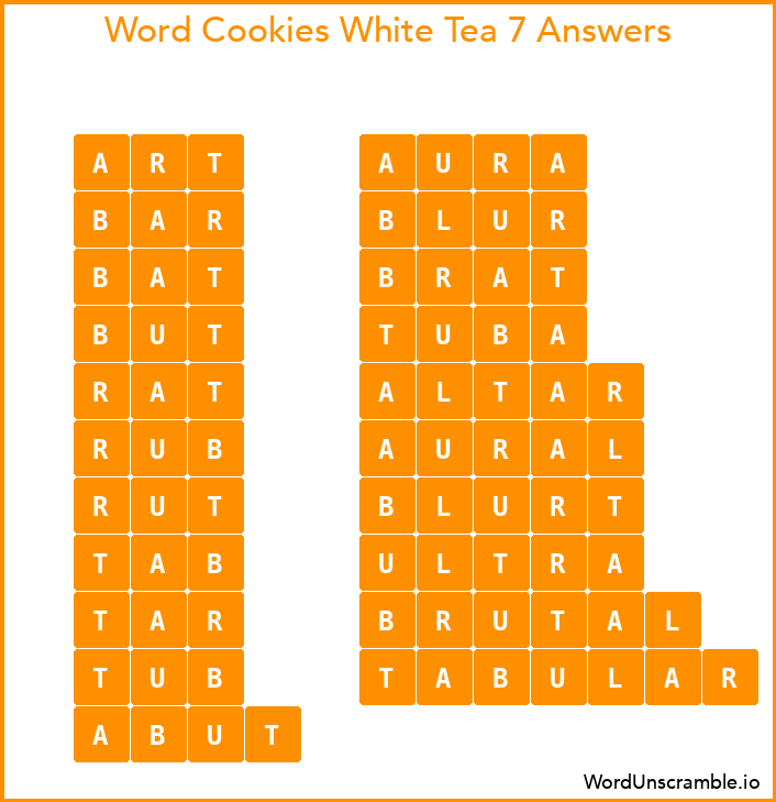 Word Cookies White Tea 7 Answers