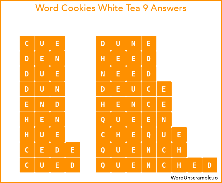Word Cookies White Tea 9 Answers
