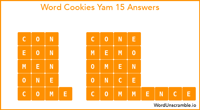 Word Cookies Yam 15 Answers