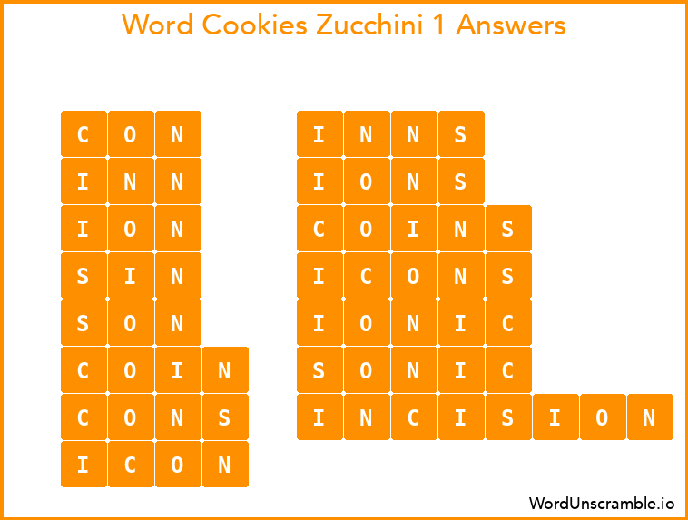 Word Cookies Zucchini 1 Answers