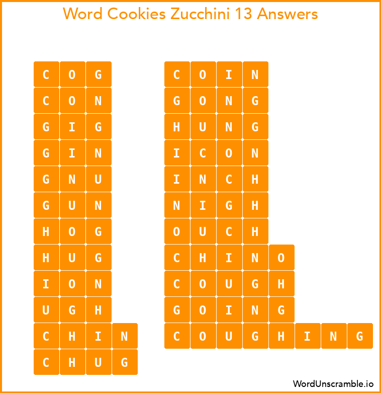 Word Cookies Zucchini 13 Answers