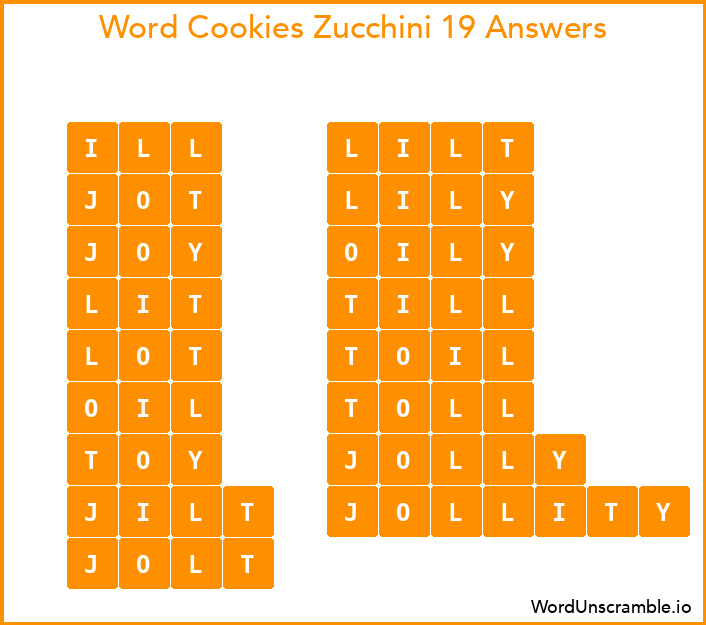 Word Cookies Zucchini 19 Answers