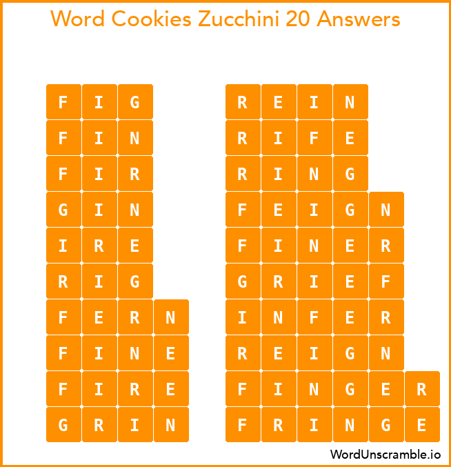 Word Cookies Zucchini 20 Answers