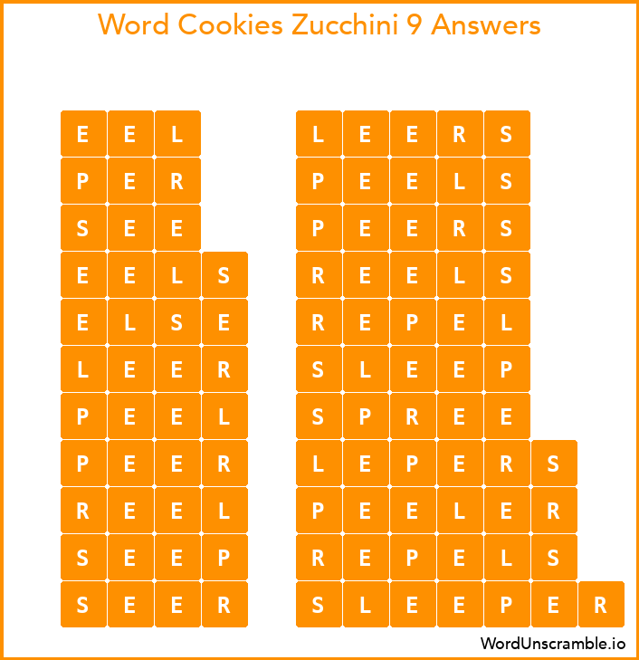 Word Cookies Zucchini 9 Answers