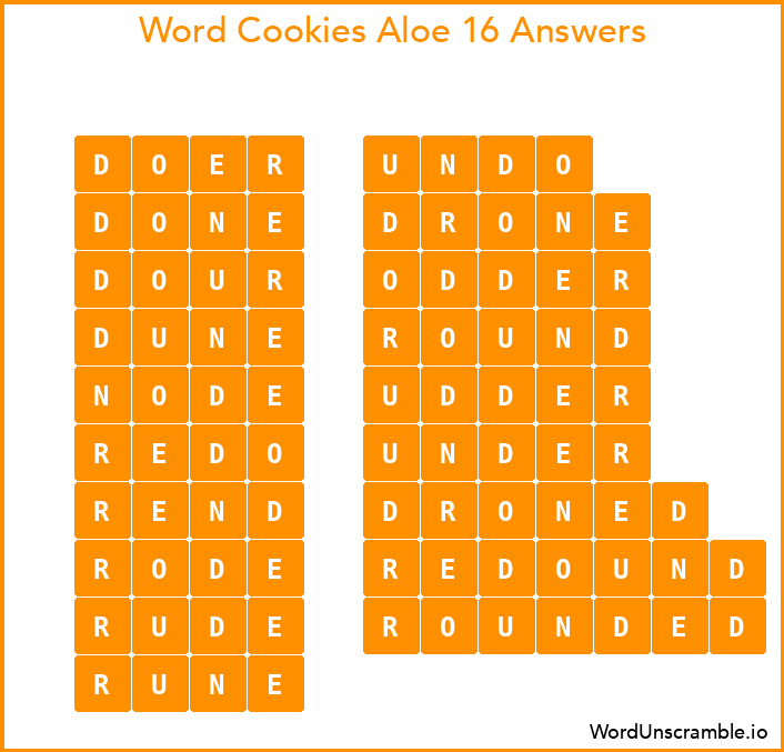 Word Cookies Aloe 16 Answers