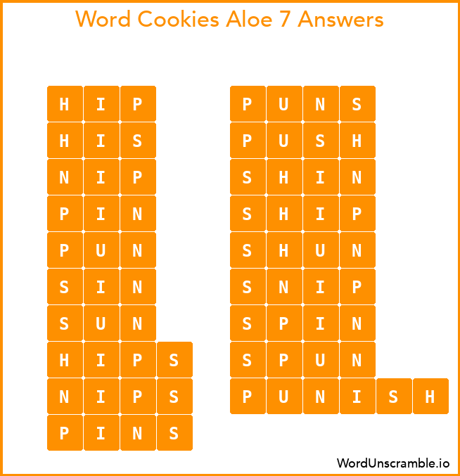 Word Cookies Aloe 7 Answers