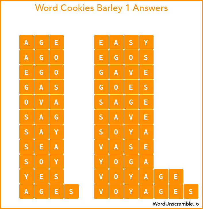 Word Cookies Barley 1 Answers