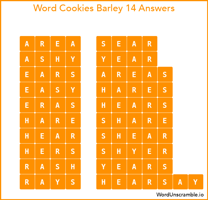 Word Cookies Barley 14 Answers