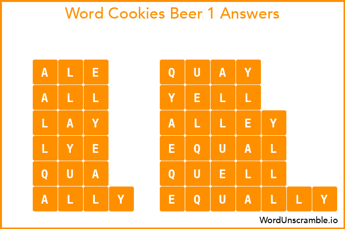 Word Cookies Beer 1 Answers