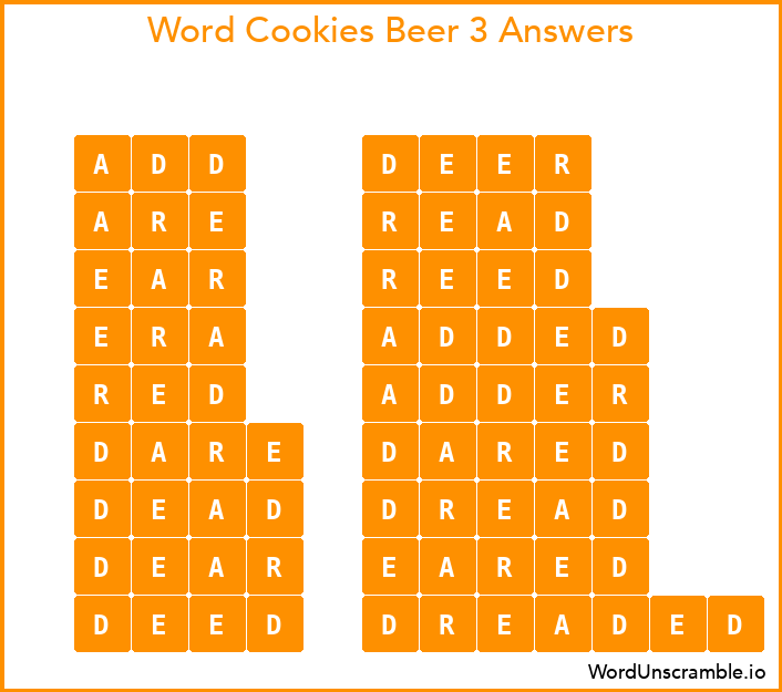 Word Cookies Beer 3 Answers