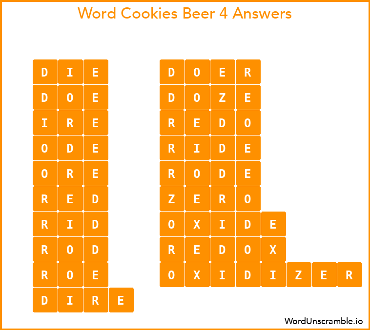 Word Cookies Beer 4 Answers
