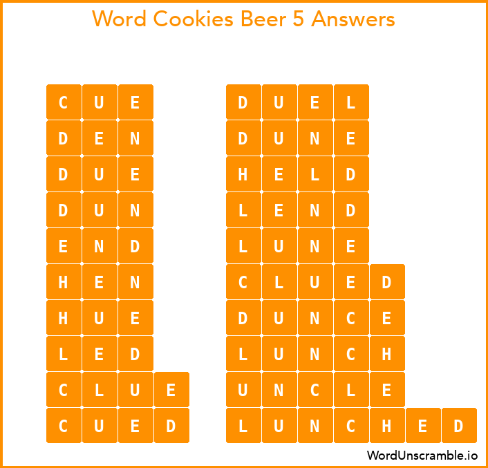 Word Cookies Beer 5 Answers
