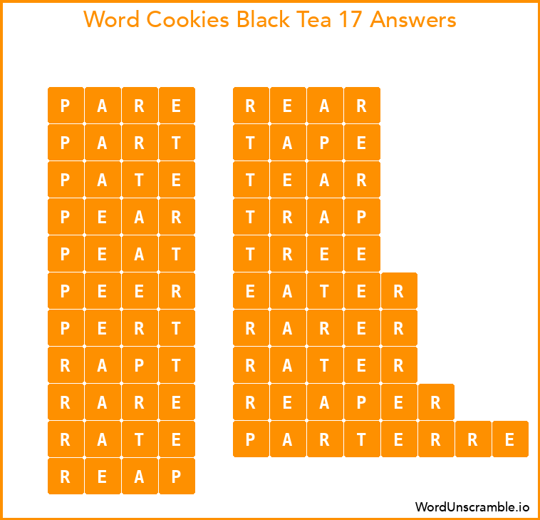 Word Cookies Black Tea 17 Answers