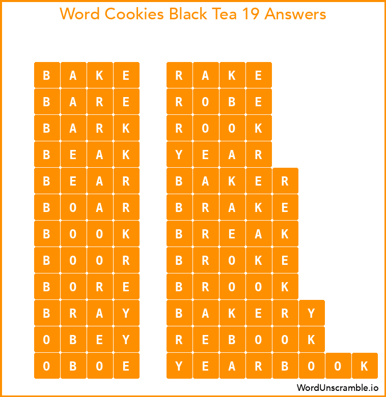 Word Cookies Black Tea 19 Answers