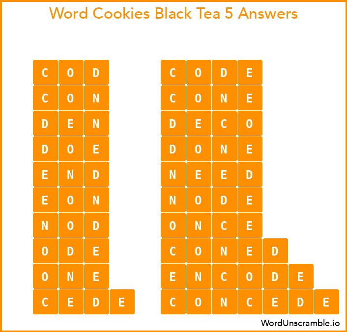 Word Cookies Black Tea 5 Answers
