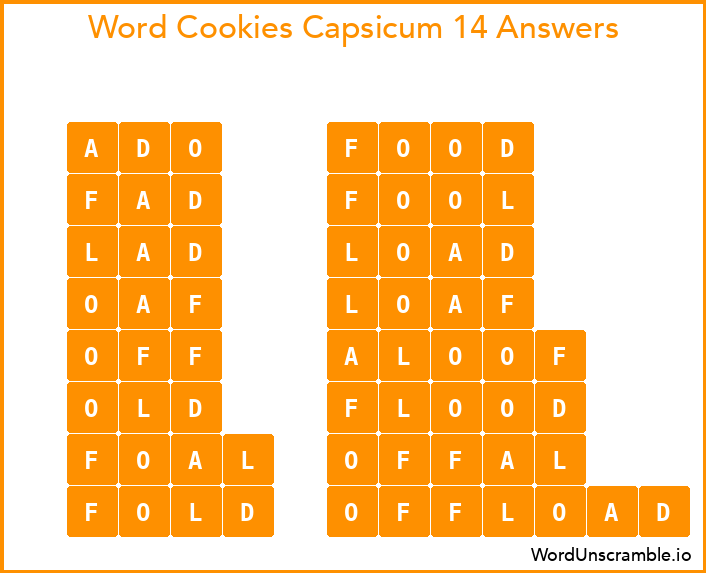 Word Cookies Capsicum 14 Answers