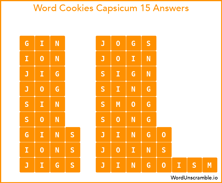 Word Cookies Capsicum 15 Answers