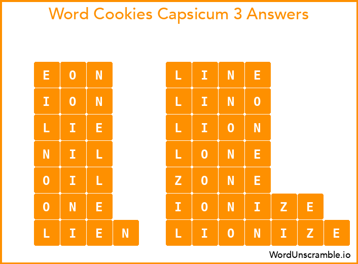 Word Cookies Capsicum 3 Answers
