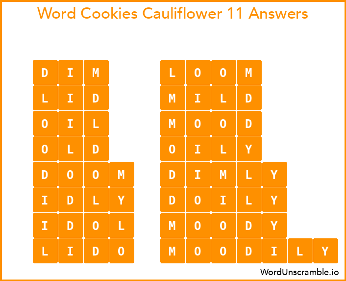 Word Cookies Cauliflower 11 Answers
