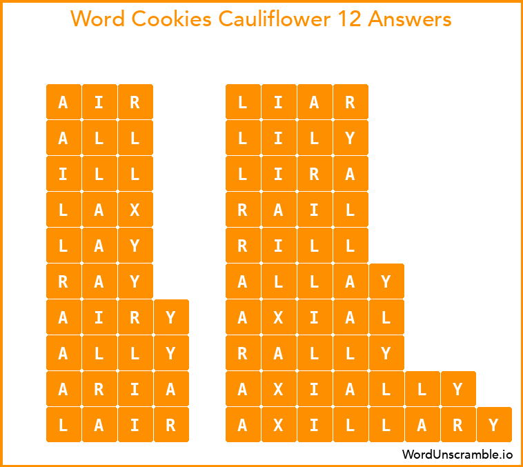 Word Cookies Cauliflower 12 Answers