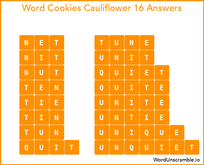 Word Cookies Cauliflower 16 Answers