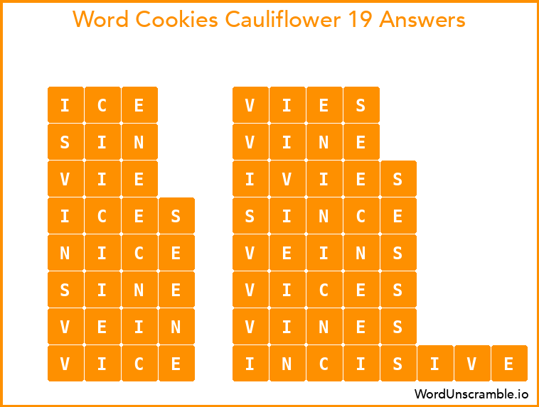 Word Cookies Cauliflower 19 Answers