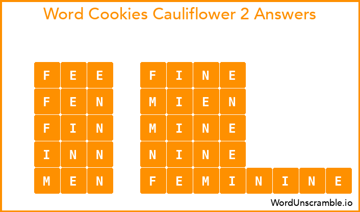 Word Cookies Cauliflower 2 Answers