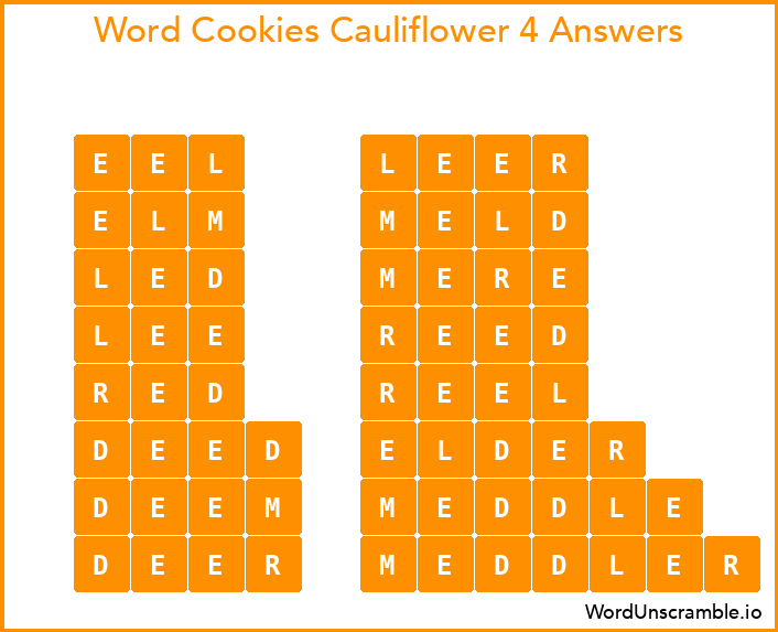 Word Cookies Cauliflower 4 Answers