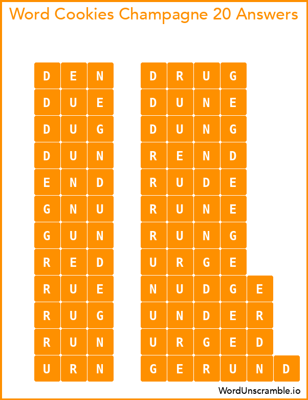 Word Cookies Champagne 20 Answers