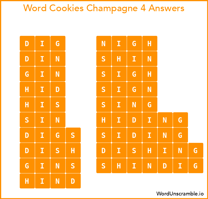 Word Cookies Champagne 4 Answers
