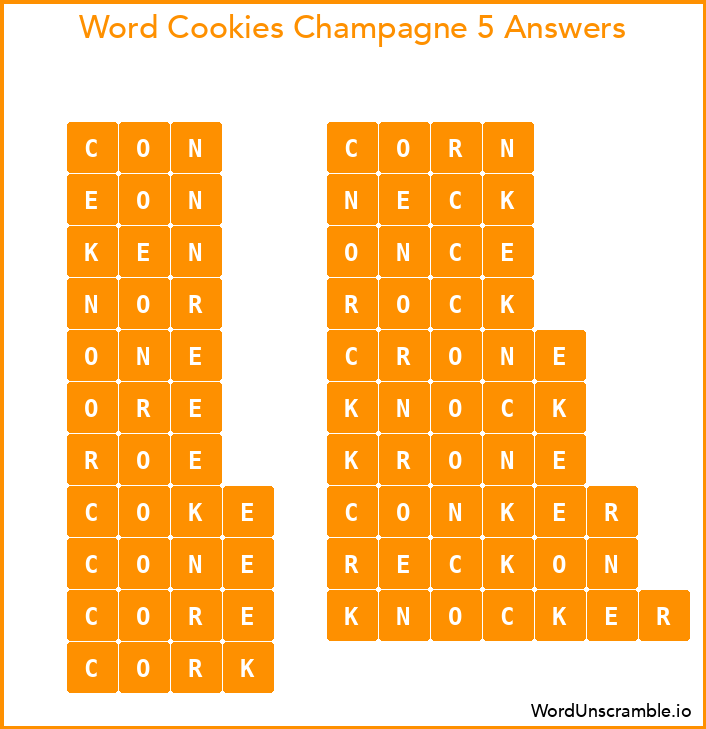 Word Cookies Champagne 5 Answers