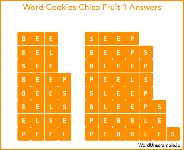 Word Cookies Chico Fruit 1 Answers