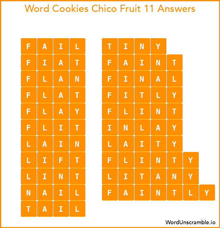 Word Cookies Chico Fruit 11 Answers