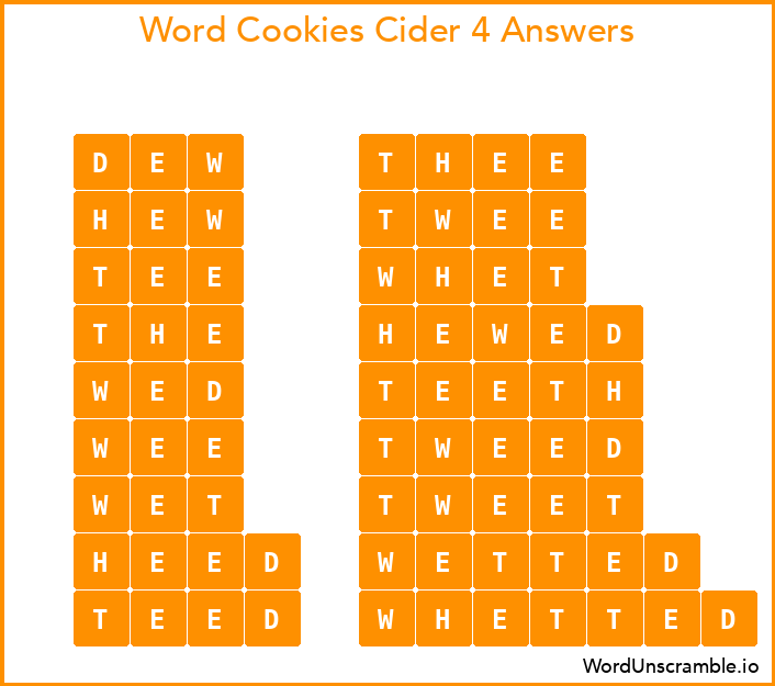 Word Cookies Cider 4 Answers