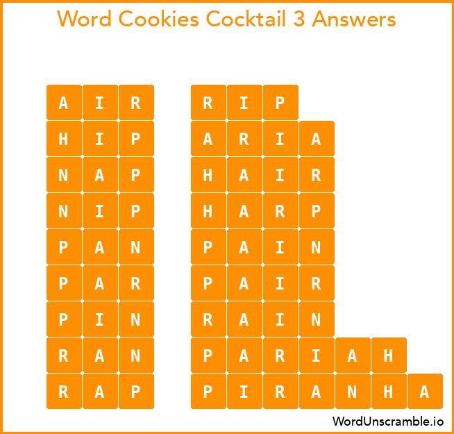 Word Cookies Cocktail 3 Answers