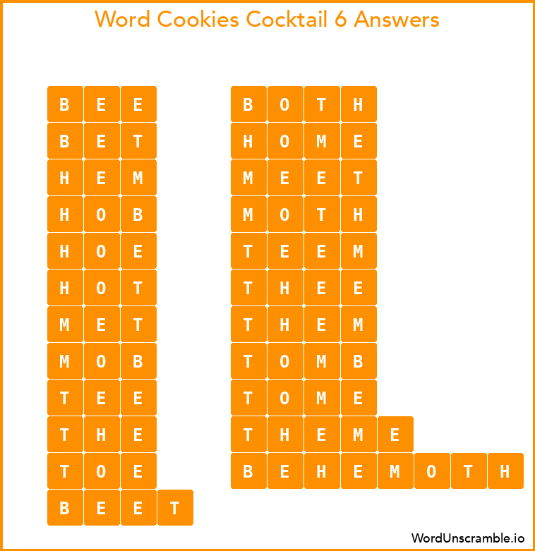 Word Cookies Cocktail 6 Answers