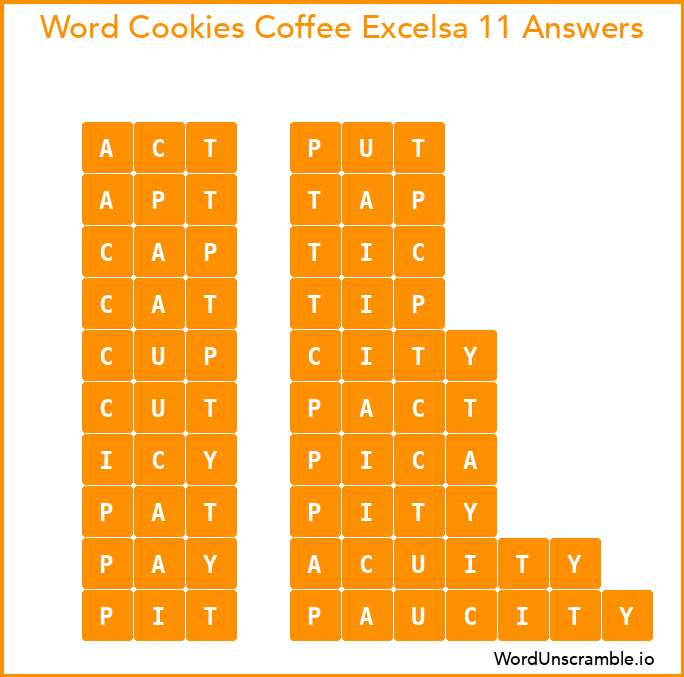 Word Cookies Coffee Excelsa 11 Answers