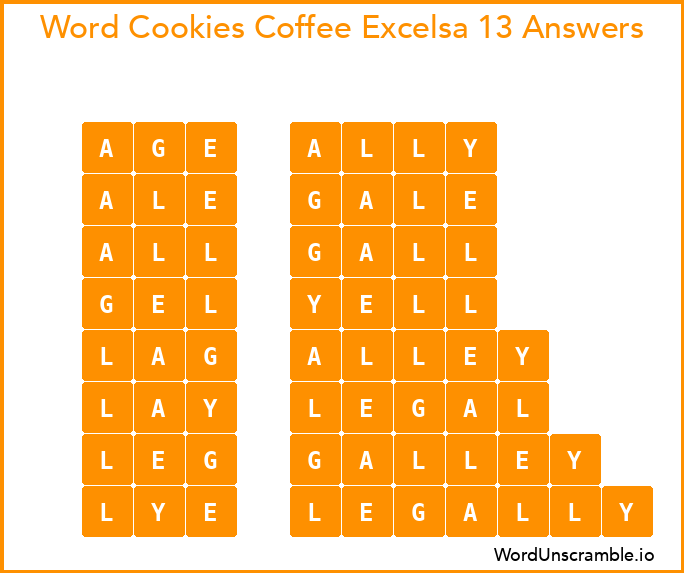 Word Cookies Coffee Excelsa 13 Answers
