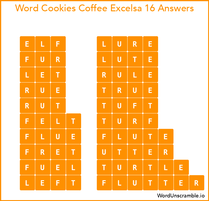 Word Cookies Coffee Excelsa 16 Answers