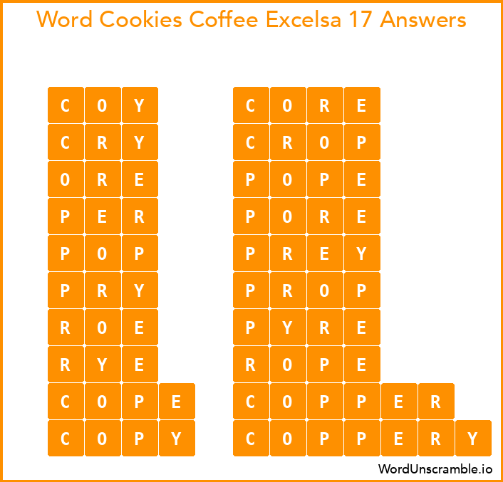 Word Cookies Coffee Excelsa 17 Answers