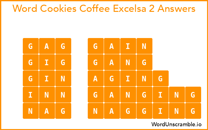 Word Cookies Coffee Excelsa 2 Answers