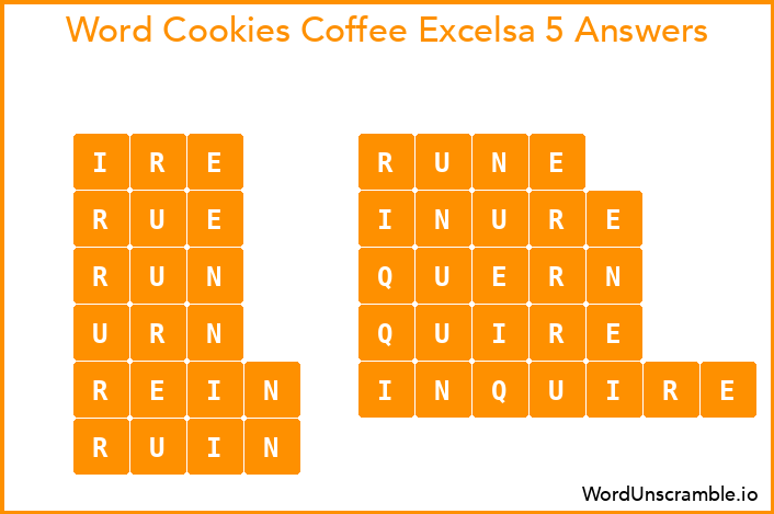 Word Cookies Coffee Excelsa 5 Answers