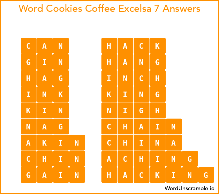 Word Cookies Coffee Excelsa 7 Answers